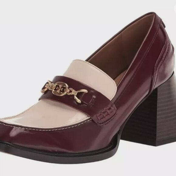 Sam Edelman Quincy Block Heel Loafer MSRP$190 CHIC & COMFORTABLE in Syrah/Ivory - Picture 10 of 13